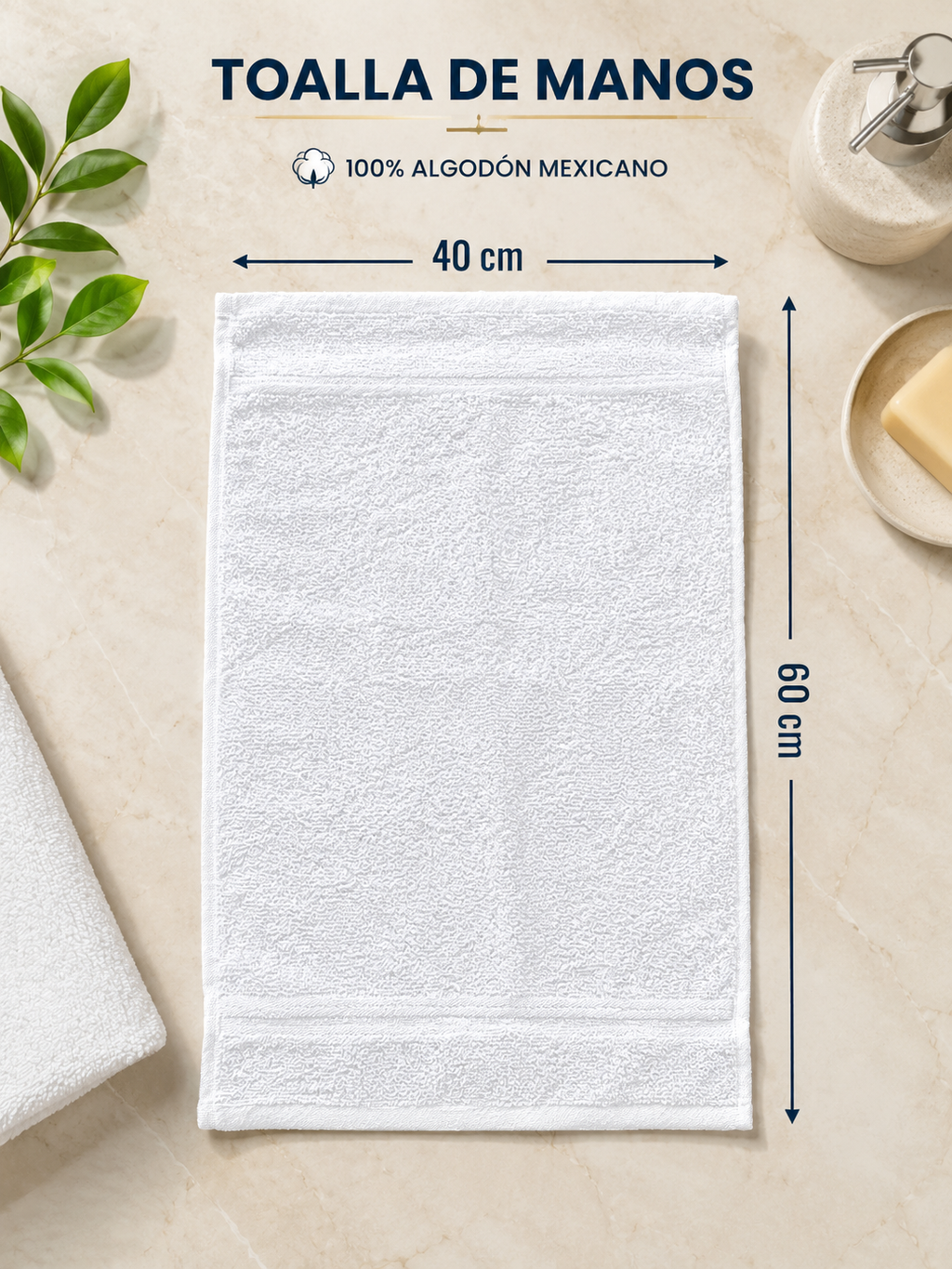 10 PIEZAS TOALLA DE MANOS BLANCO 100% ALGODON 60X40CM GRUESA Y ABSORBENTE