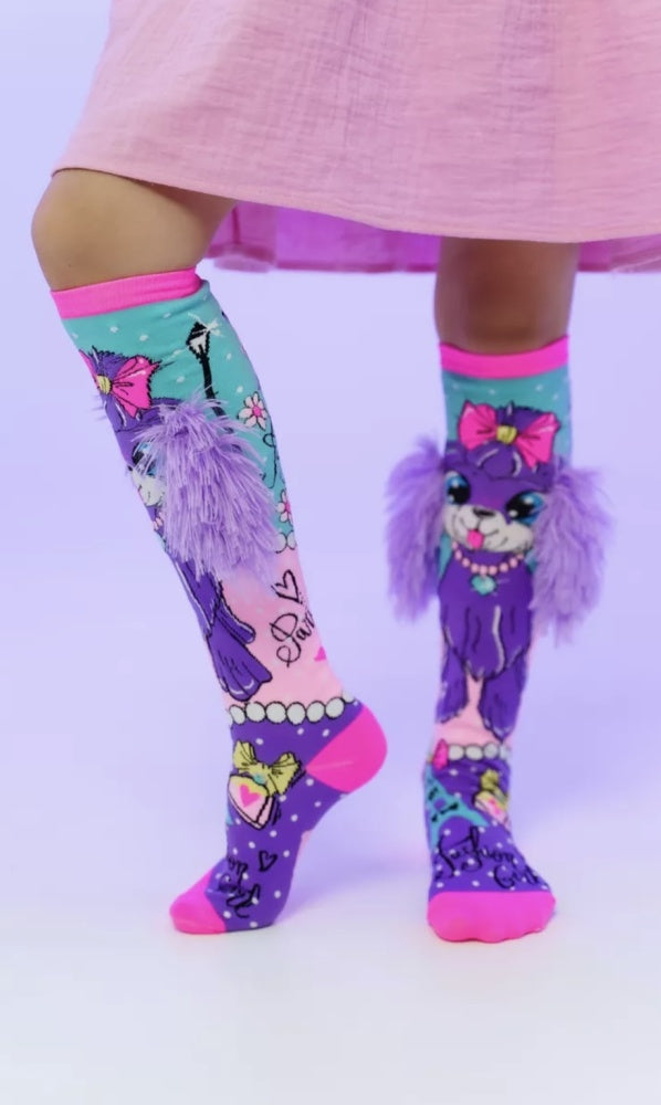 12 PARES DE CALCETA LOCA TALLA 1 A 5 AÑOS (13 a 20cm) un solo diseño PERRITO OREJAS MORADAS