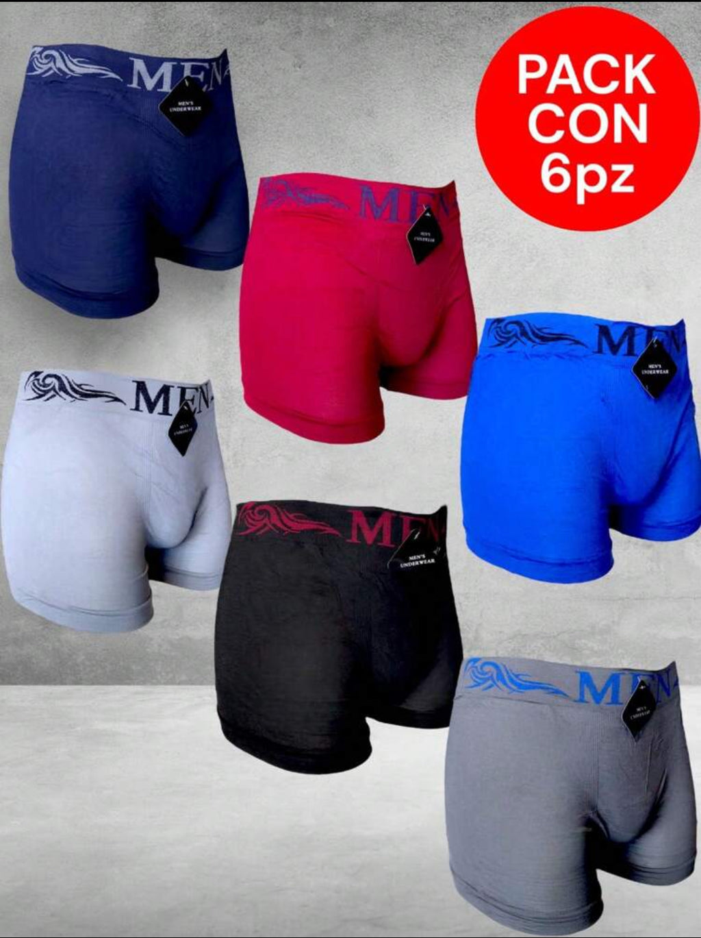 6 PIEZAS DE BOXER DE MICROFIBRA CÓMODO SUAVE Y GRAN ELASTICIDAD (EL ESTAMPADO PUEDE VARIAR )