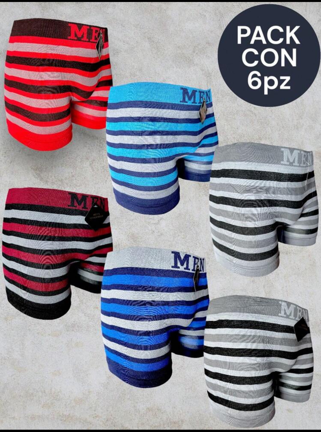 6 PIEZAS DE BOXER DE MICROFIBRA CÓMODO SUAVE Y GRAN ELASTICIDAD (EL ESTAMPADO PUEDE VARIAR )