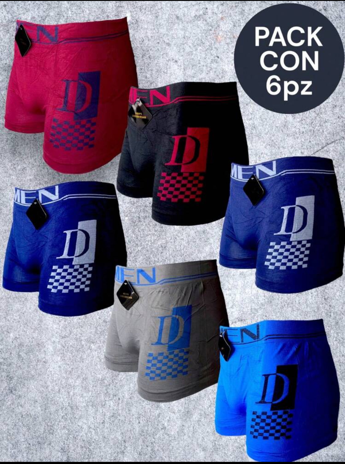 6 PIEZAS DE BOXER DE MICROFIBRA CÓMODO SUAVE Y GRAN ELASTICIDAD (EL ESTAMPADO PUEDE VARIAR )