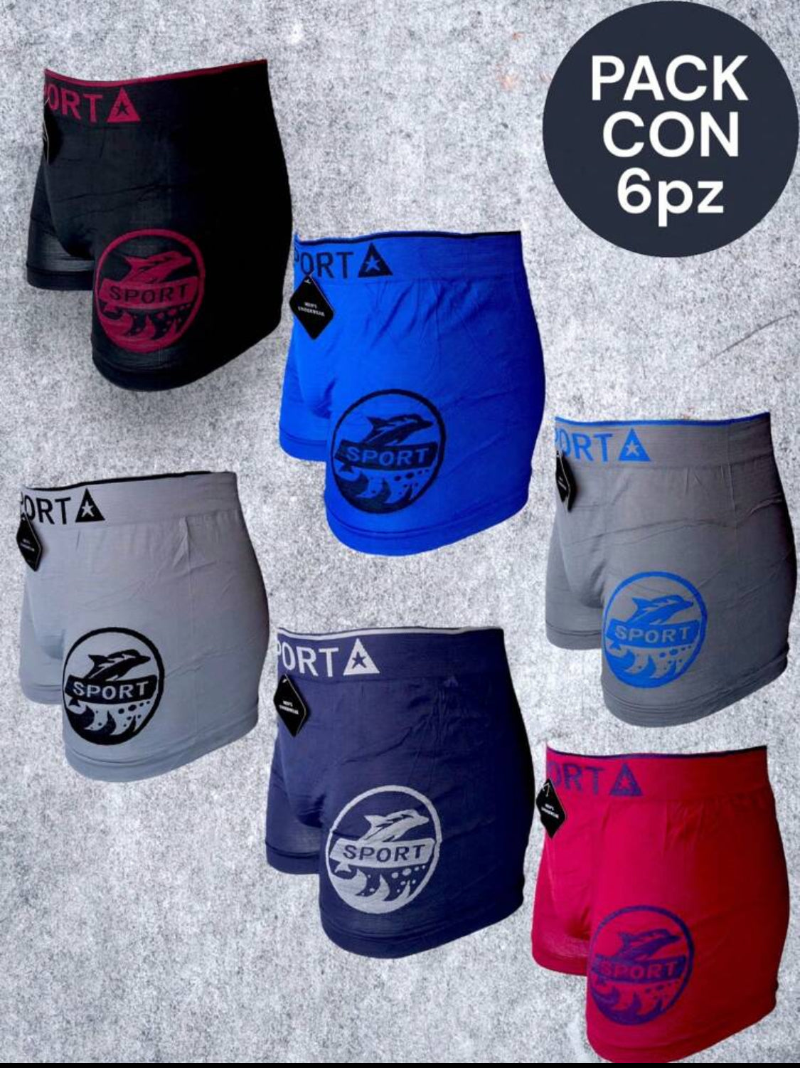 6 PIEZAS DE BOXER DE MICROFIBRA CÓMODO SUAVE Y GRAN ELASTICIDAD (EL ESTAMPADO PUEDE VARIAR )