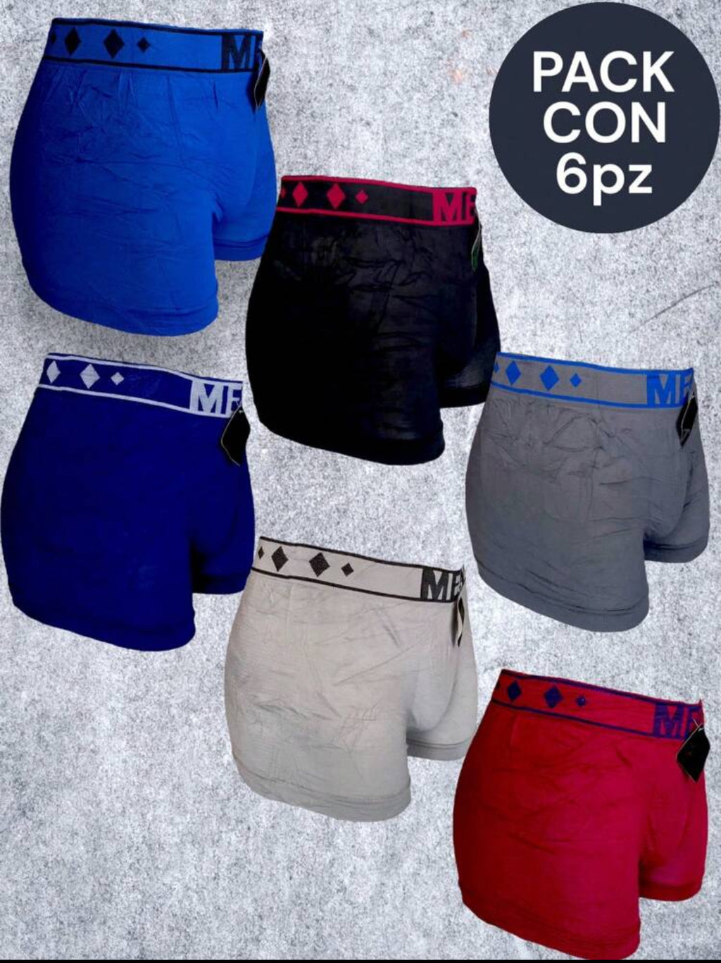 6 PIEZAS DE BOXER DE MICROFIBRA CÓMODO SUAVE Y GRAN ELASTICIDAD (EL ESTAMPADO PUEDE VARIAR )