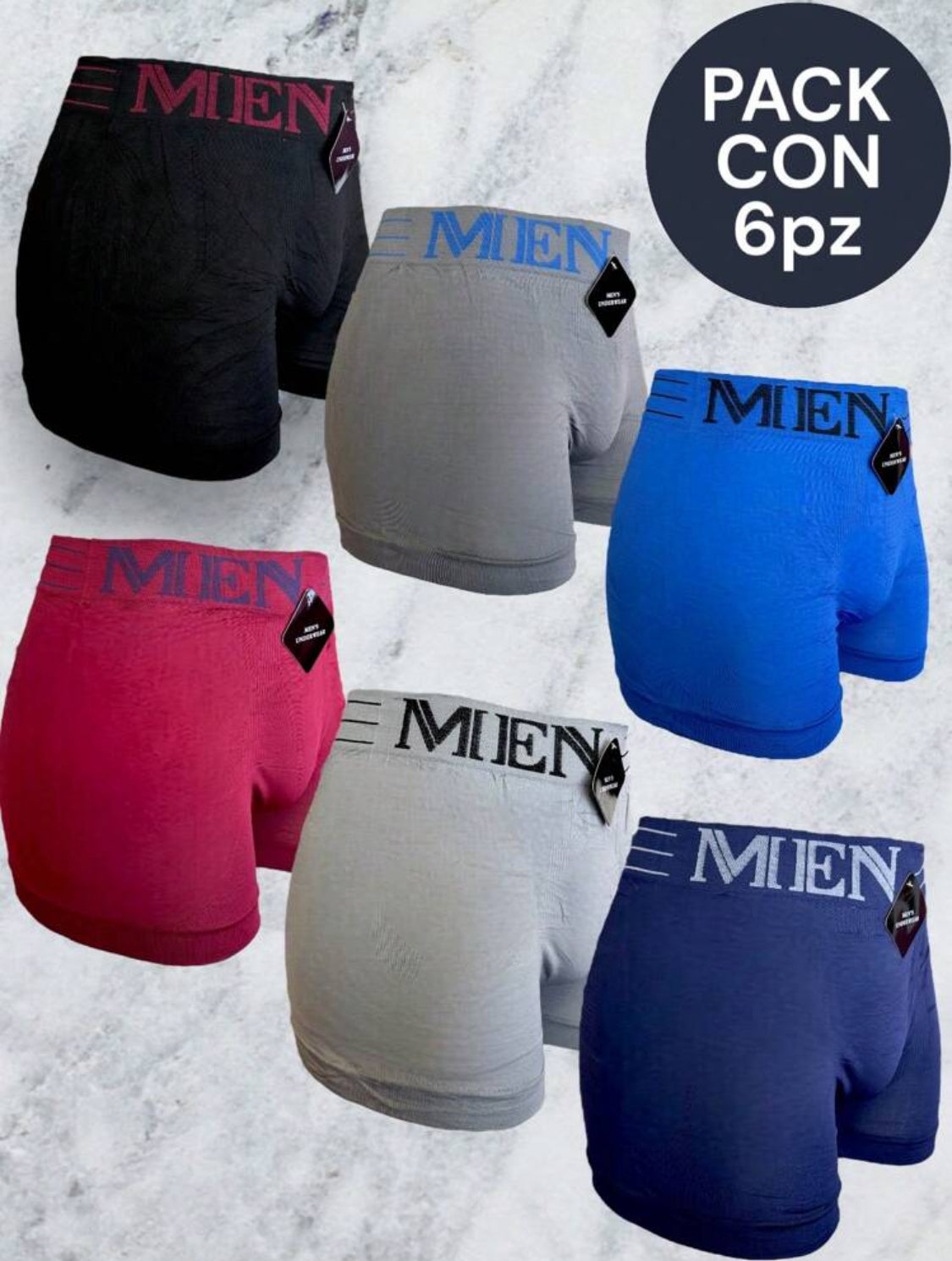 6 PIEZAS DE BOXER DE MICROFIBRA CÓMODO SUAVE Y GRAN ELASTICIDAD (EL ESTAMPADO PUEDE VARIAR )