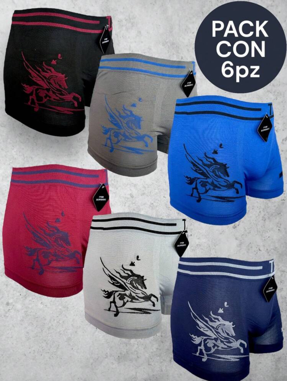 6 PIEZAS DE BOXER DE MICROFIBRA CÓMODO SUAVE Y GRAN ELASTICIDAD (EL ESTAMPADO PUEDE VARIAR )