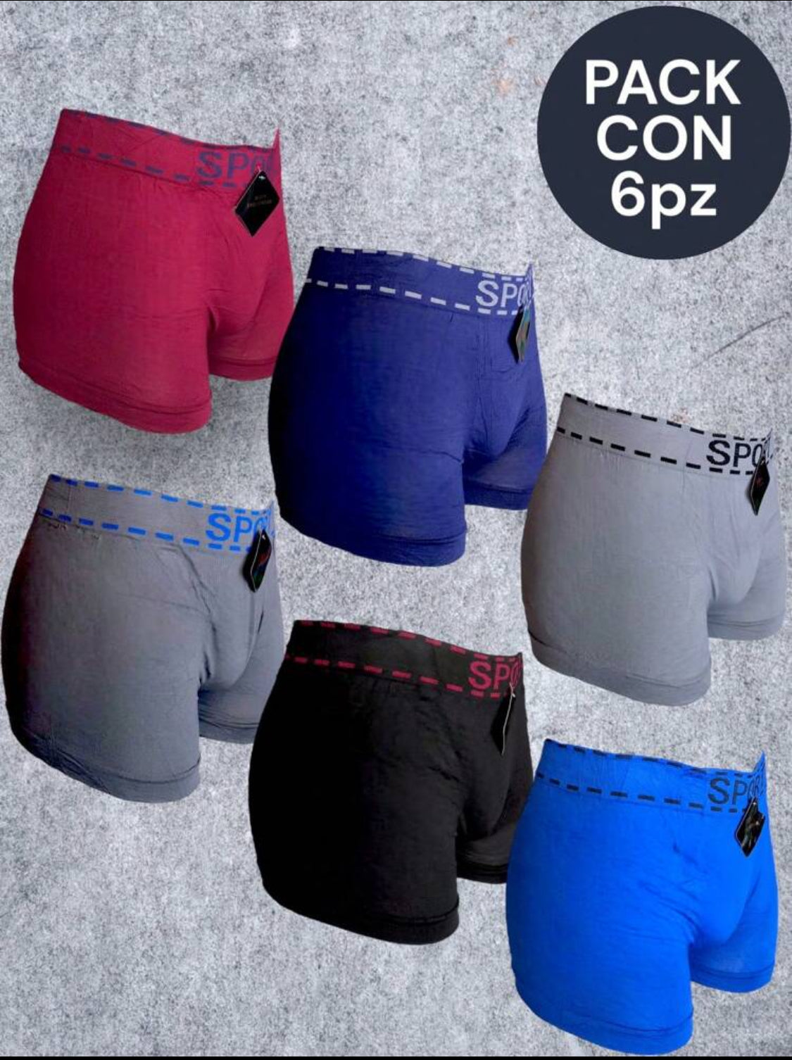 6 PIEZAS DE BOXER DE MICROFIBRA CÓMODO SUAVE Y GRAN ELASTICIDAD (EL ESTAMPADO PUEDE VARIAR )
