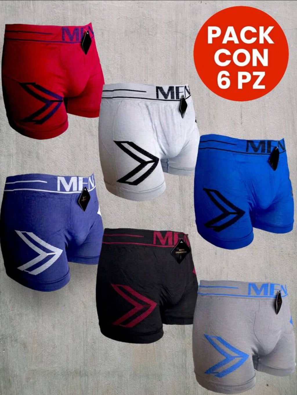 6 PIEZAS DE BOXER DE MICROFIBRA CÓMODO SUAVE Y GRAN ELASTICIDAD (EL ESTAMPADO PUEDE VARIAR )