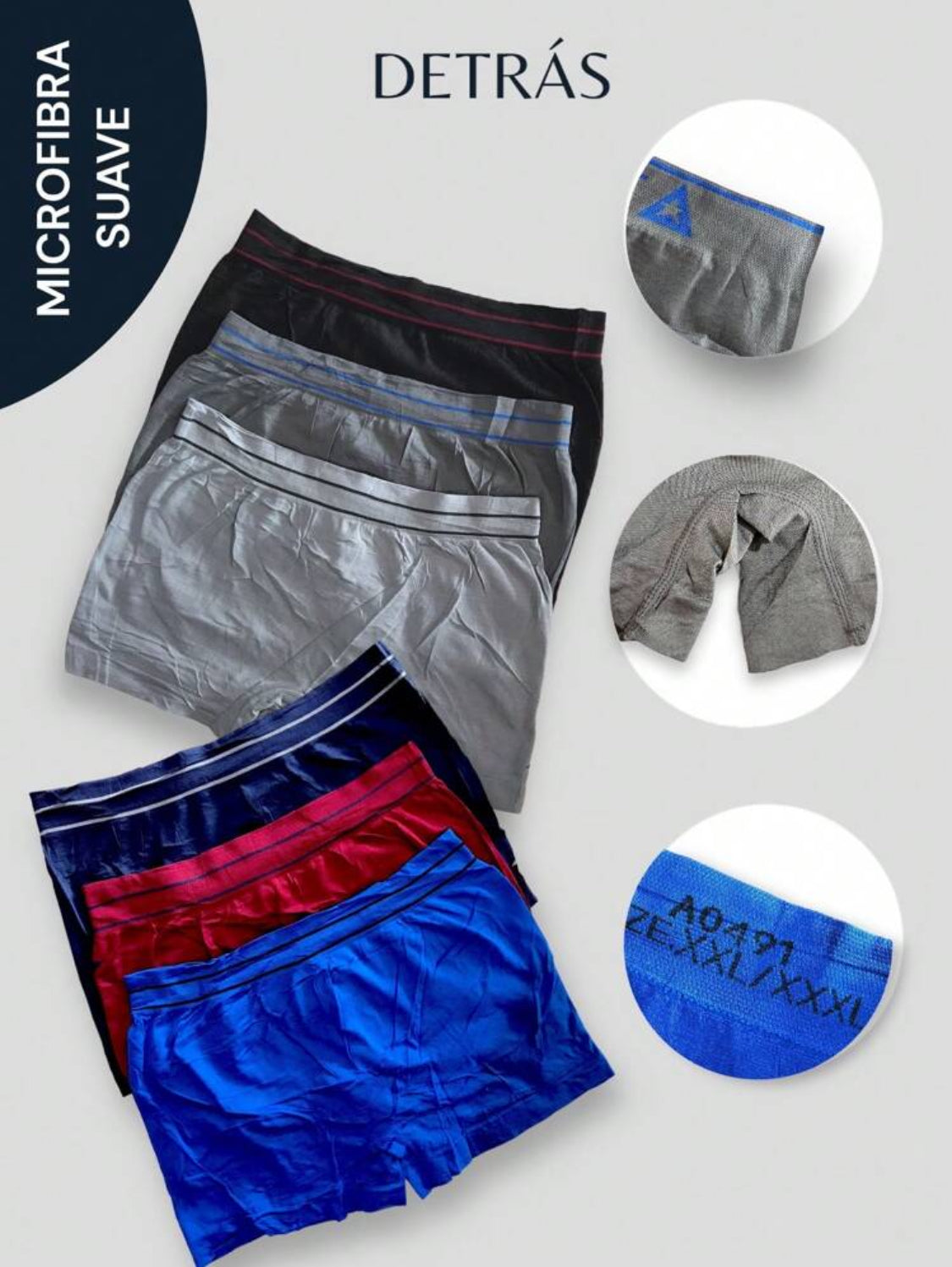 6 PIEZAS DE BOXER DE MICROFIBRA CÓMODO SUAVE Y GRAN ELASTICIDAD (EL ESTAMPADO PUEDE VARIAR )