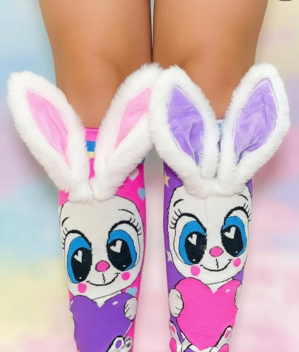 12 PARES DE CALCETA LOCA 3D PREMIUM CONEJO/CORAZONES UNITALLA PARA PIES QUE MIDAN DESDE 15CM HASTA 33CM