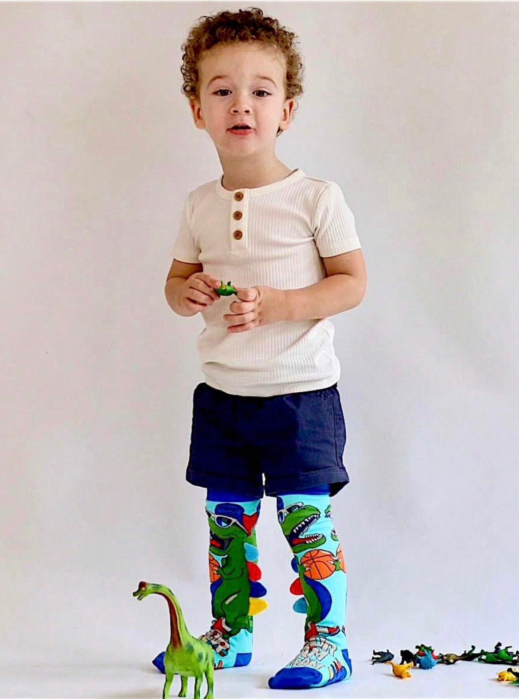 12 PARES DE CALCETA LOCA TALLA 1 A 5 AÑOS (13 a 20cm) un solo diseño DINOSAURIO