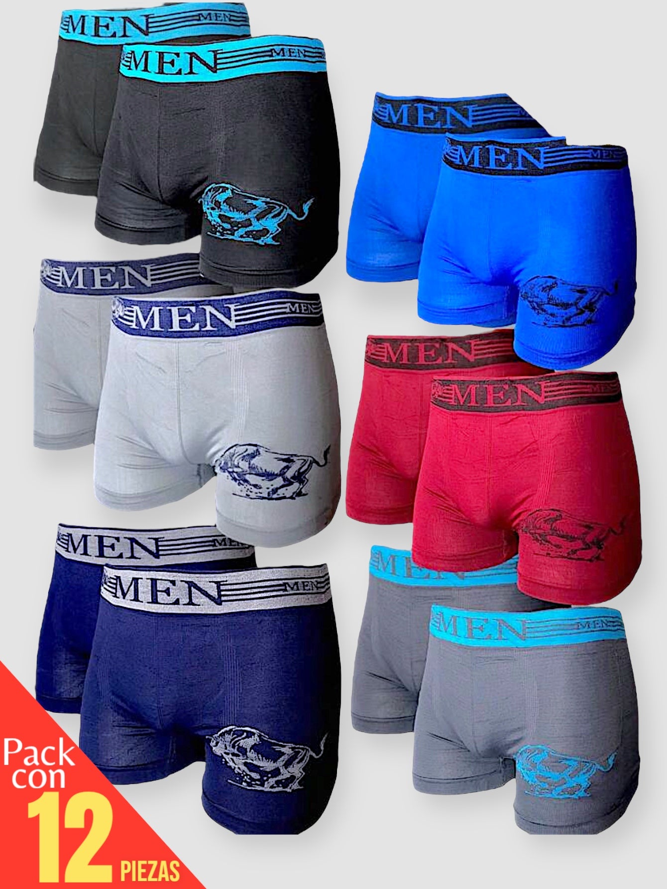 12 PIEZAS DE BOXER DE MICROFIBRA CÓMODO SUAVE Y GRAN ELASTICIDAD (EL ESTAMPADO PUEDE VARIAR )