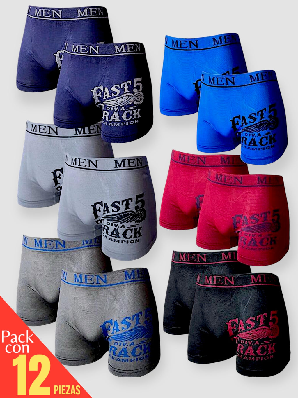 12 PIEZAS DE BOXER DE MICROFIBRA CÓMODO SUAVE Y GRAN ELASTICIDAD (EL ESTAMPADO PUEDE VARIAR )