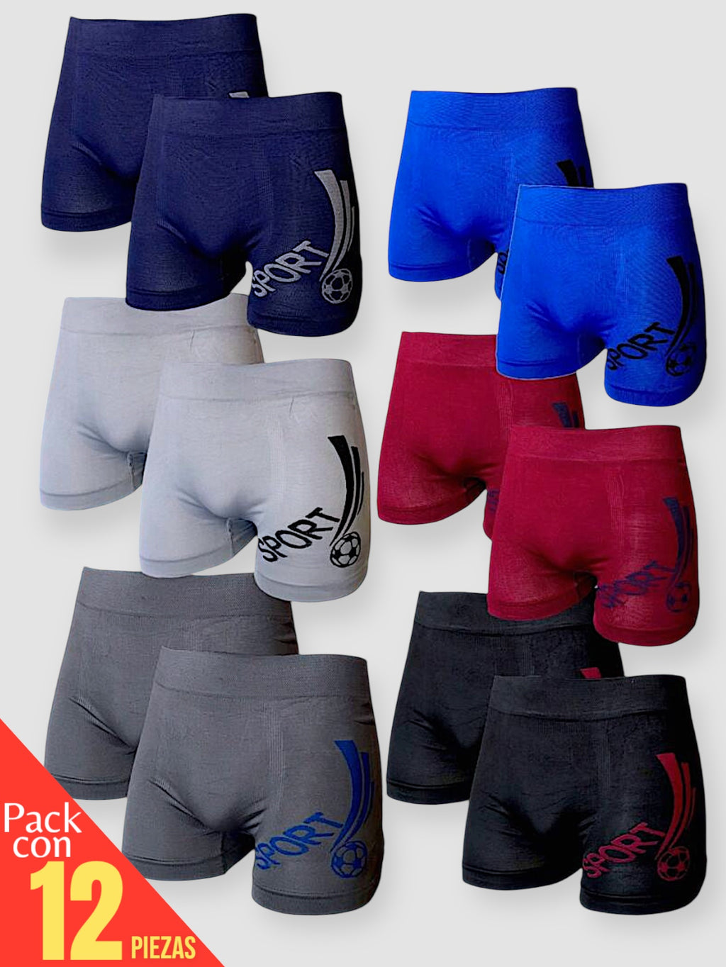 12 PIEZAS DE BOXER DE MICROFIBRA CÓMODO SUAVE Y GRAN ELASTICIDAD (EL ESTAMPADO PUEDE VARIAR )