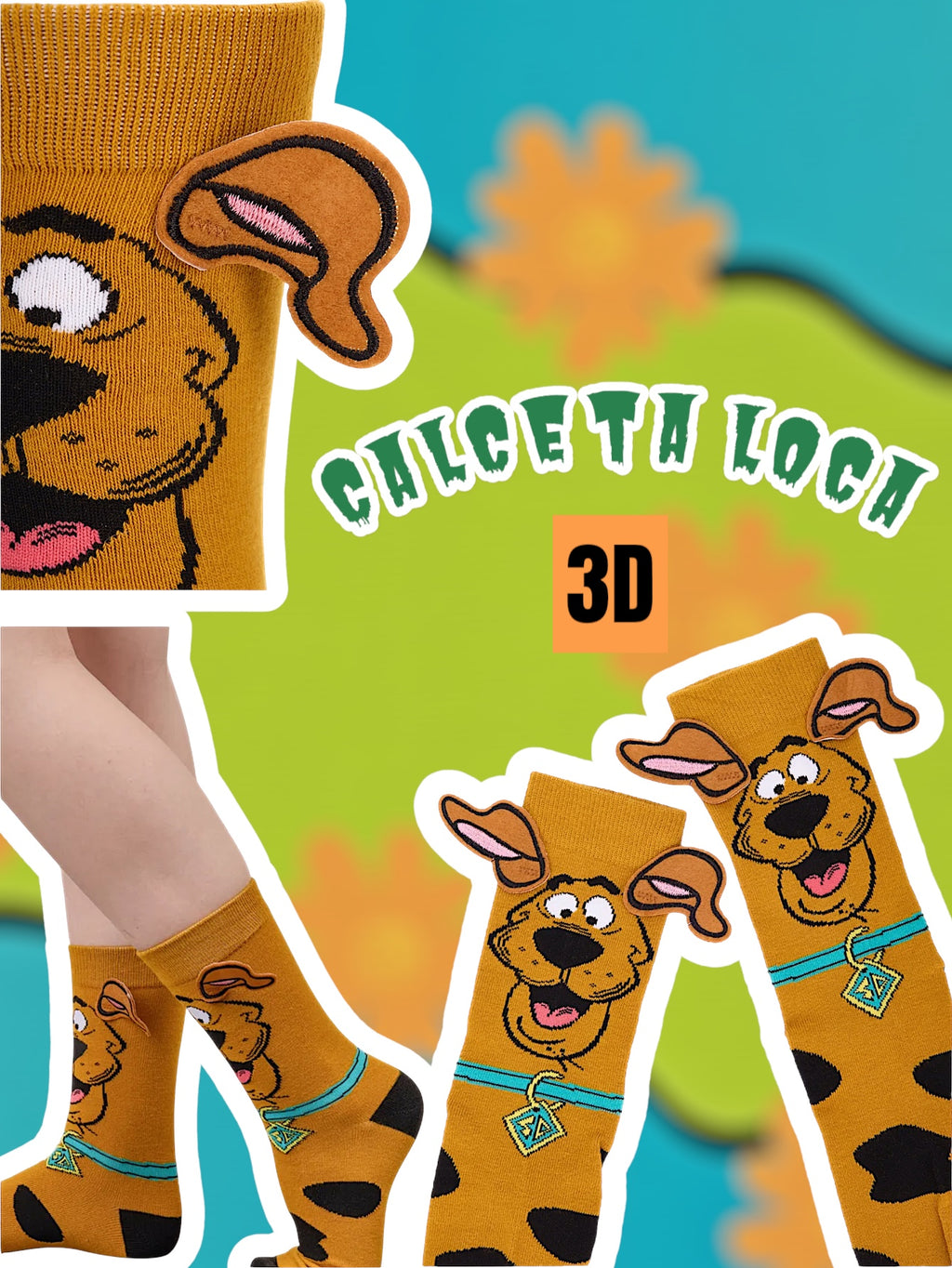 12 PARES DE CALCETA LOCA TALLA 1 A 5 AÑOS (13 A 20cm) UN SOLO DISEÑO SCOOBY DOO