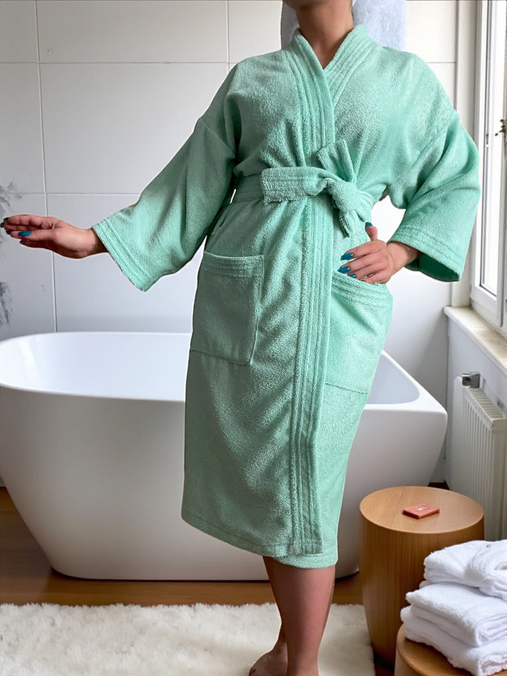 BATA DE BAÑO UNISEX ABSORBENTE (ALBORNOZ)