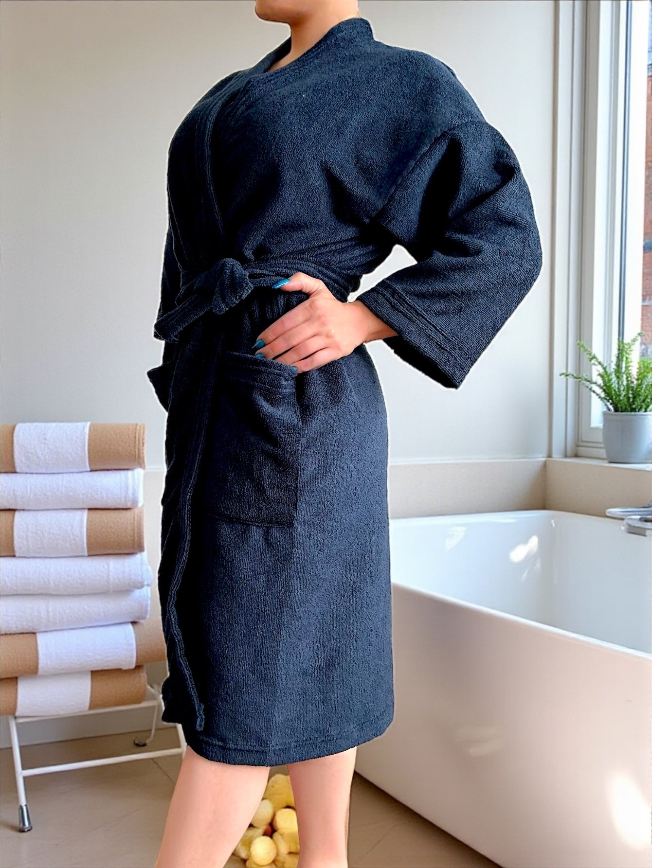 BATA DE BAÑO UNISEX ABSORBENTE BASIC (ALBORNOZ)