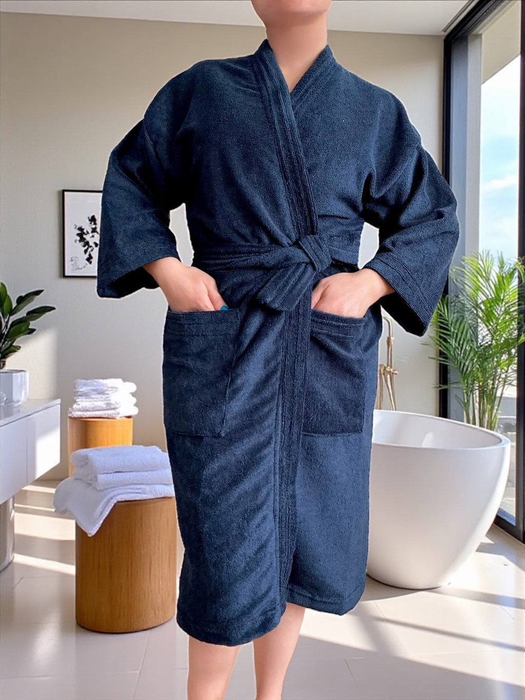 BATA DE BAÑO UNISEX ABSORBENTE BASIC (ALBORNOZ)