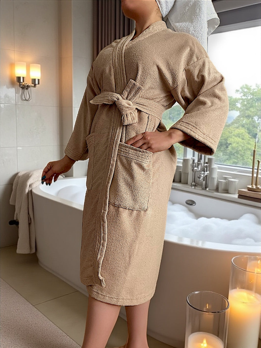 BATA DE BAÑO UNISEX ABSORBENTE BASIC (ALBORNOZ)