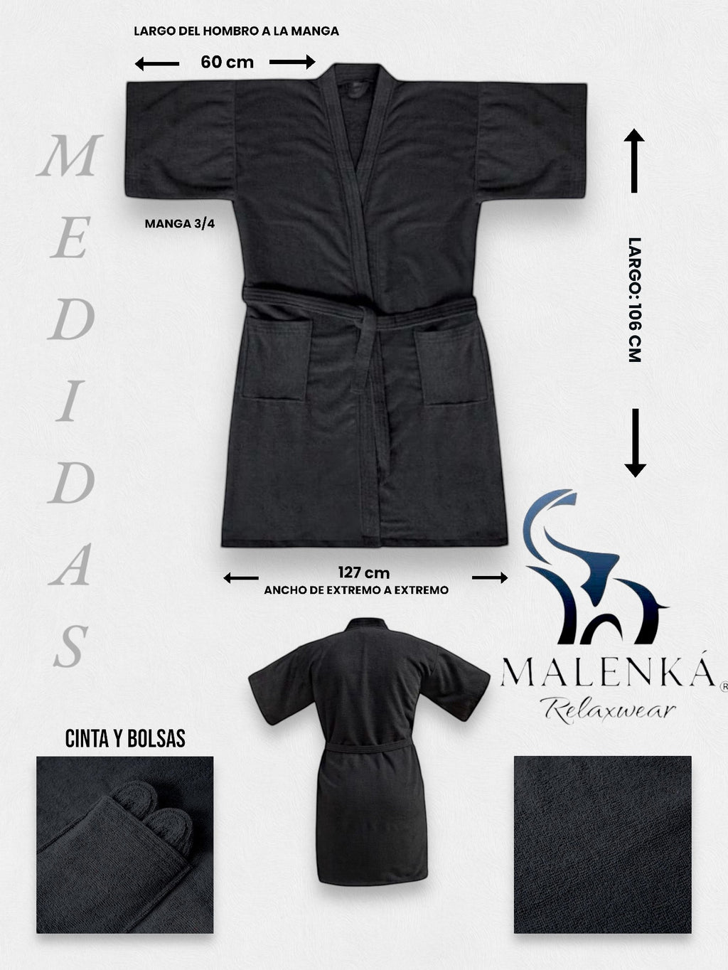 BATA DE BAÑO UNISEX ABSORBENTE (ALBORNOS)