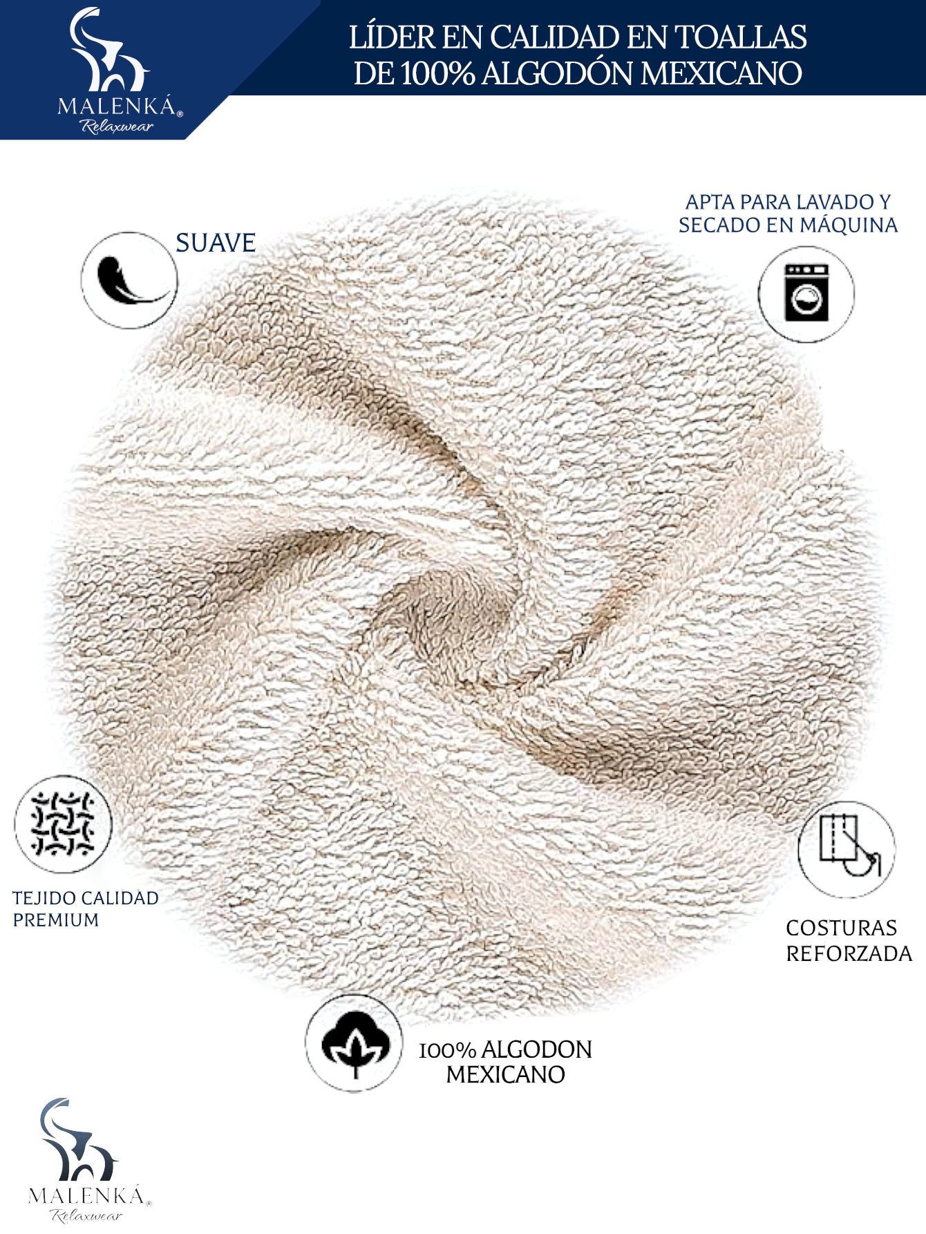 5 PIEZAS TOALLA FACIAL ROYAL 30X30cm 100% ALGODÓN