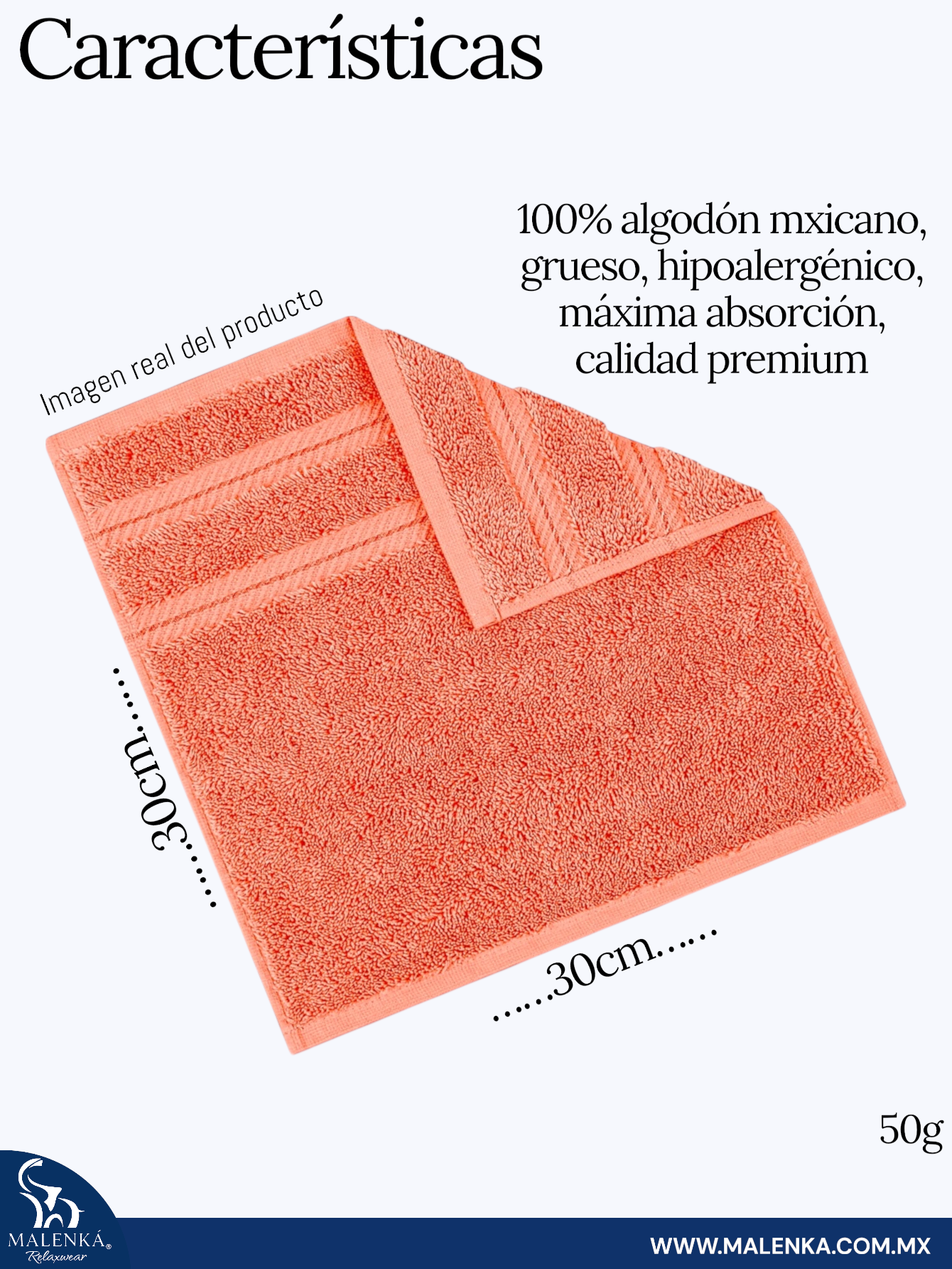 5 PIEZAS TOALLA FACIAL ROYAL 30X30CM 100% ALGODON MEXICANO