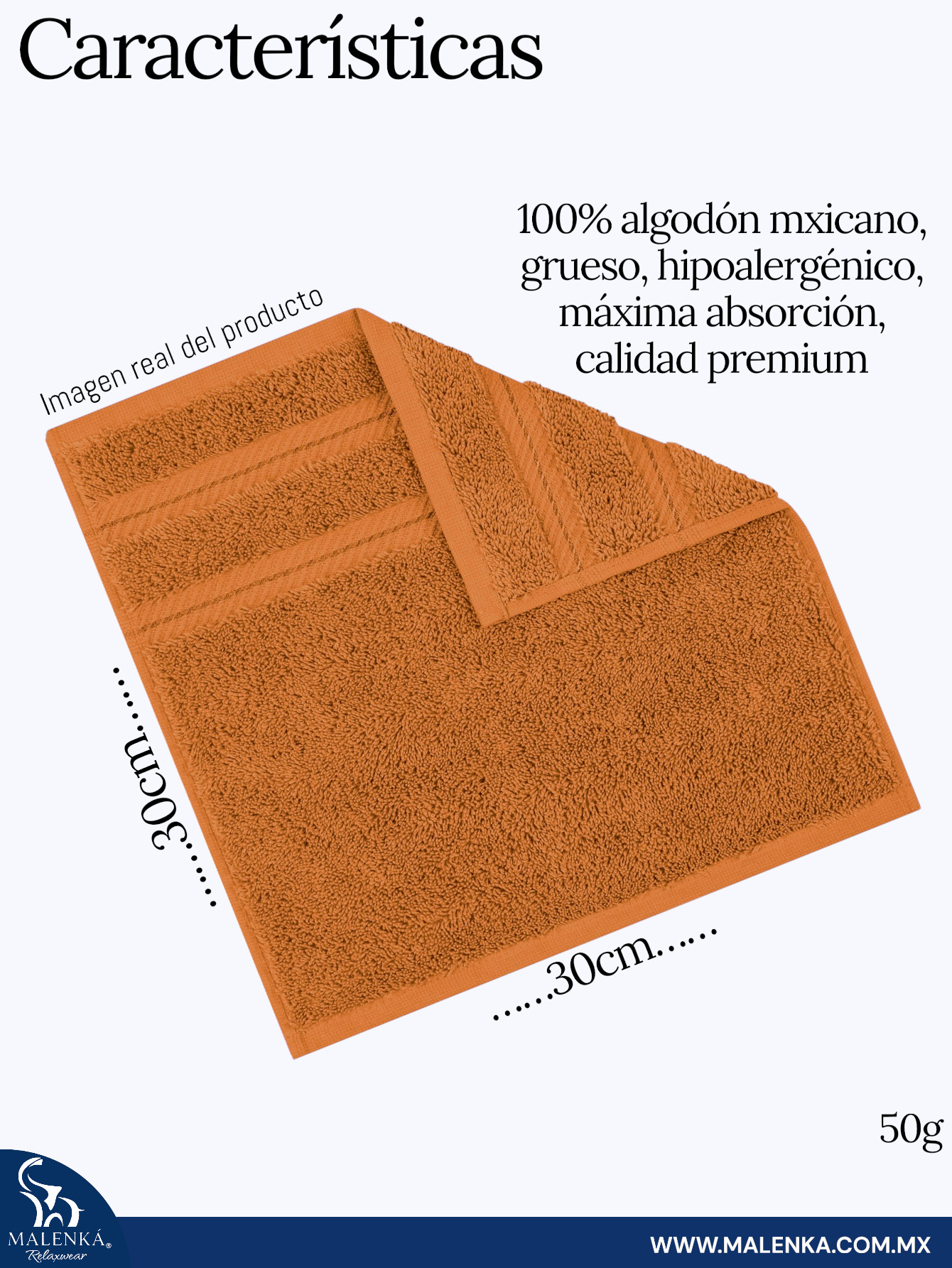 5 PIEZAS TOALLA FACIAL ROYAL 30X30CM 100% ALGODON MEXICANO