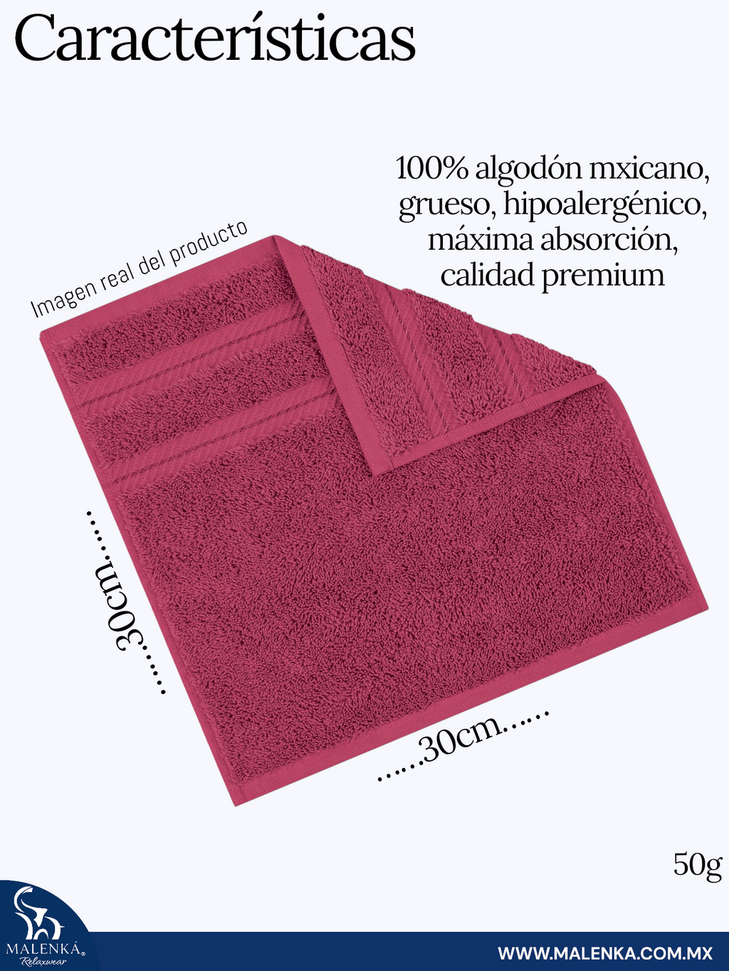 5 PIEZAS DE TOALLA FACIAL ROYAL 30X30CM 100% ALGODON MEXICANO