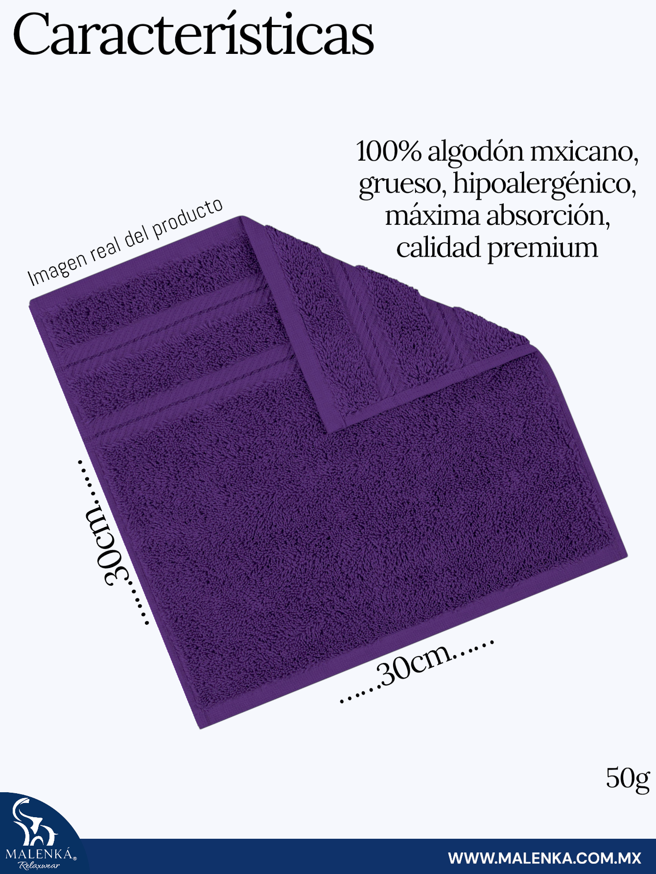 5 piezas TOALLA FACIAL ROYAL 30X30CM 100% ALGODON MEXICANO