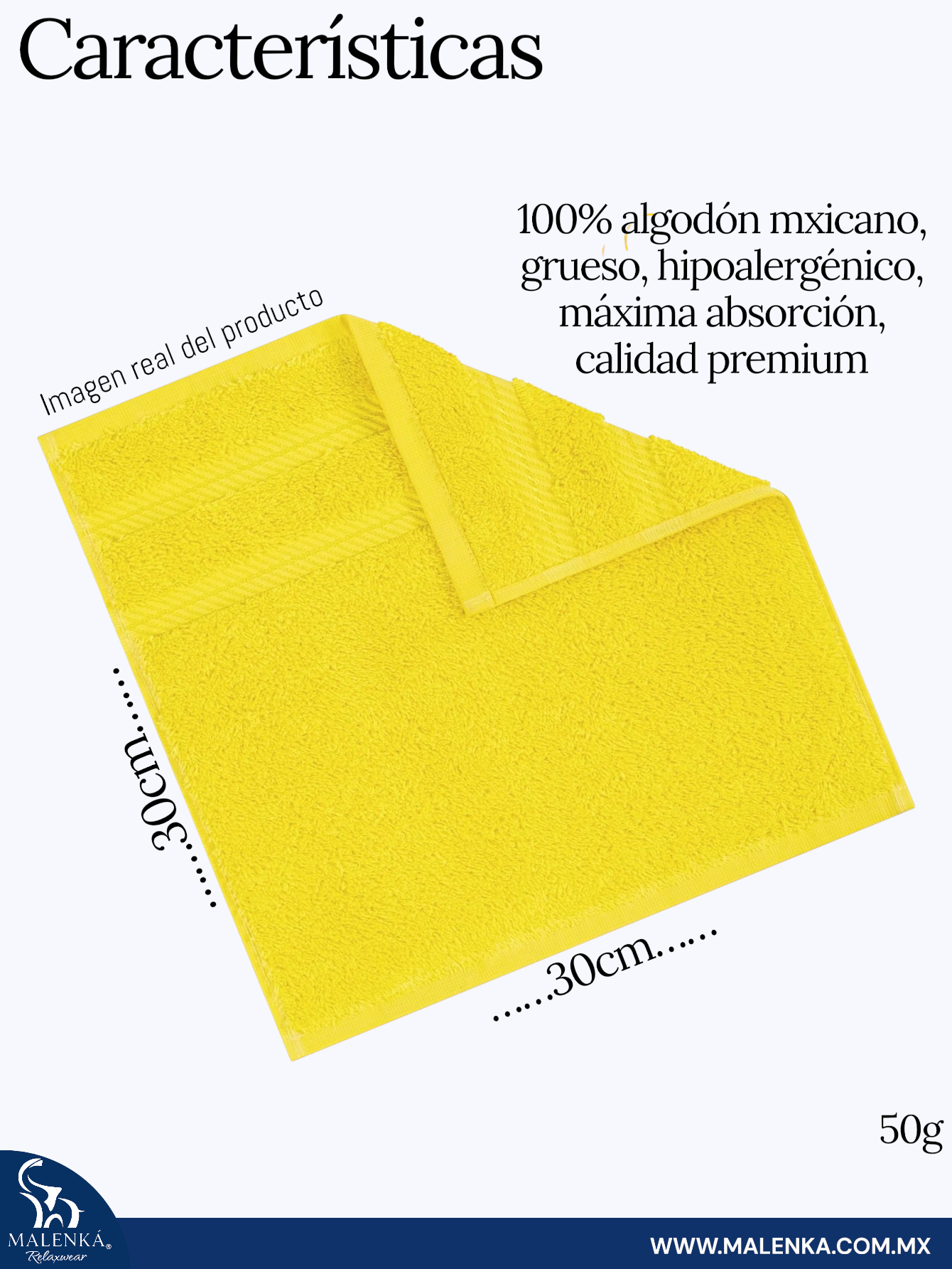 5 PIEZAS TOALLA FACIAL ROYAL 30X30CM 100% ALGODON MEXICANO