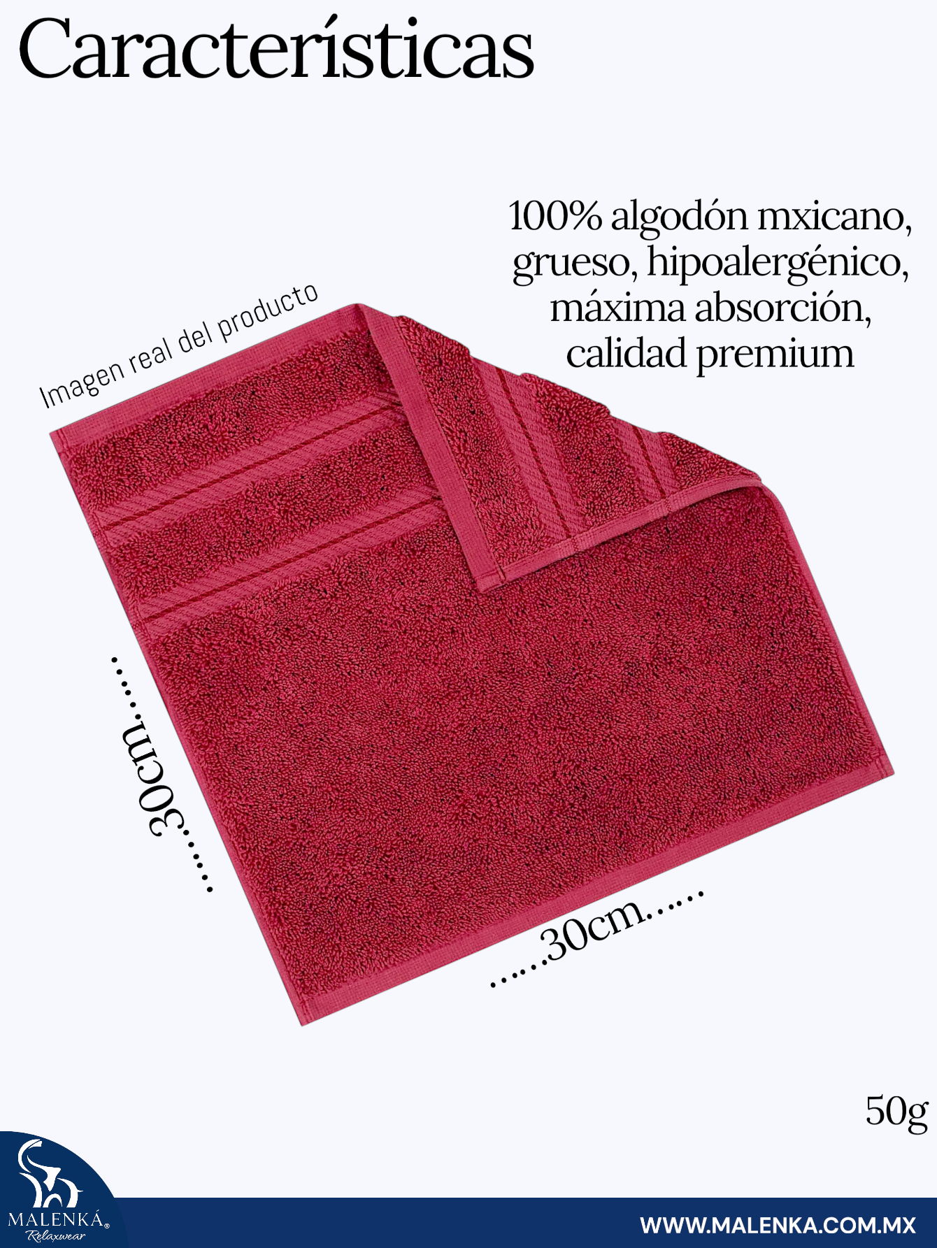 5 PIEZAS TOALLA FACIAL ROYAL 30X30cm 100% ALGODON MEXICANO