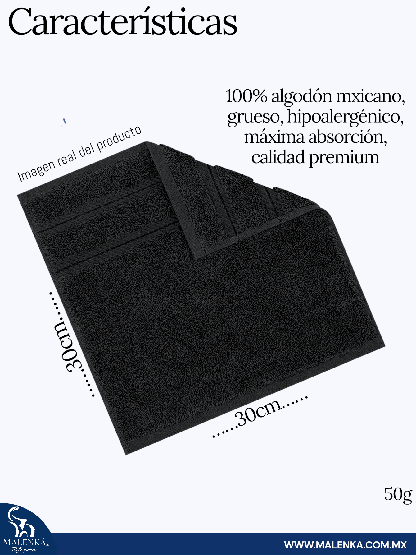 5 PIEZAS TOALLA FACIAL ROYAL 30X30CM 100%ALGODON MEXICANO