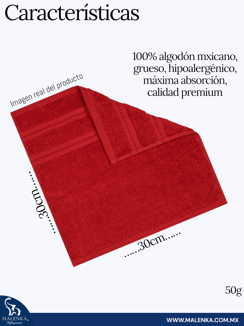 5 PIEZAS TOALLA FACIAL ROYAL 30X30CM 100% ALGODON MEXICANO