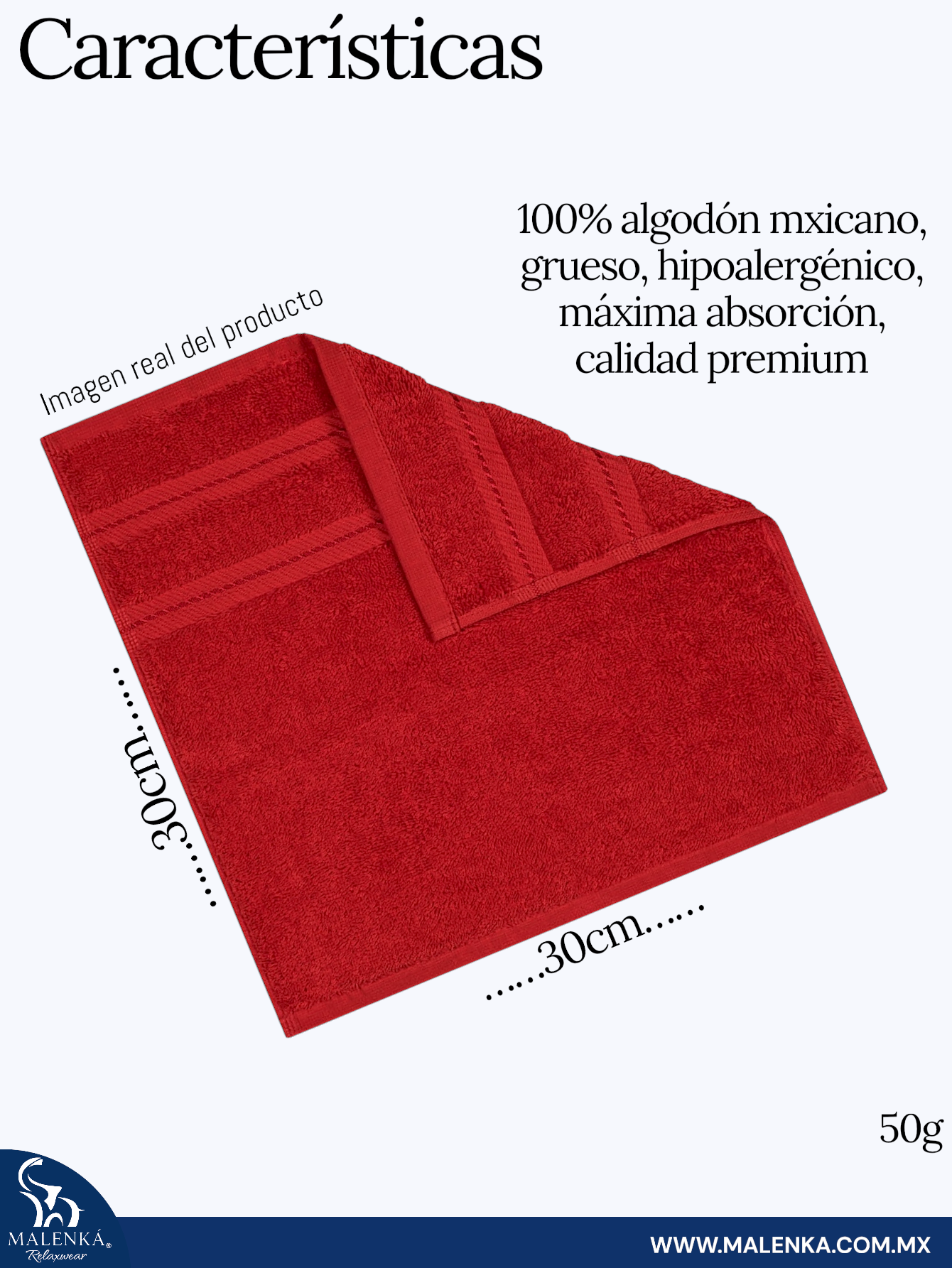 5 PIEZAS TOALLA FACIAL ROYAL 30X30CM 100% ALGODON MEXICANO