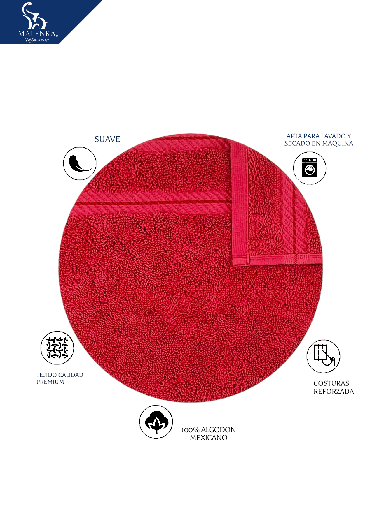 5 PIEZAS TOALLA FACIAL ROYAL 30X30cm 100% ALGODON MEXICANO