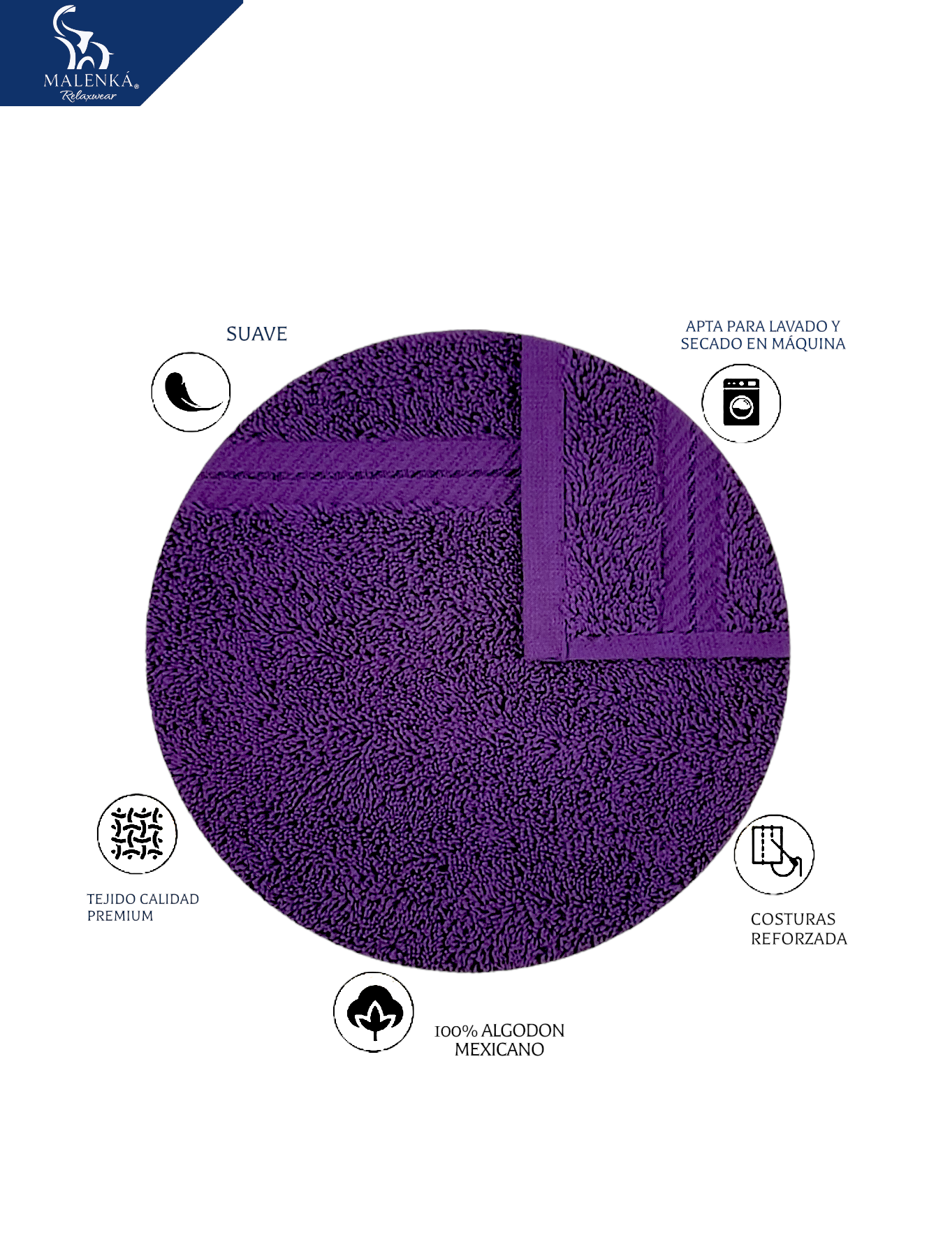 5 piezas TOALLA FACIAL ROYAL 30X30CM 100% ALGODON MEXICANO