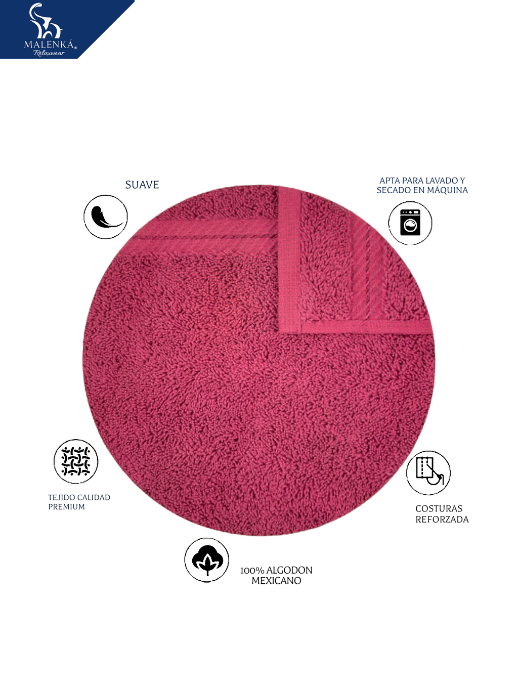 5 PIEZAS DE TOALLA FACIAL ROYAL 30X30CM 100% ALGODON MEXICANO