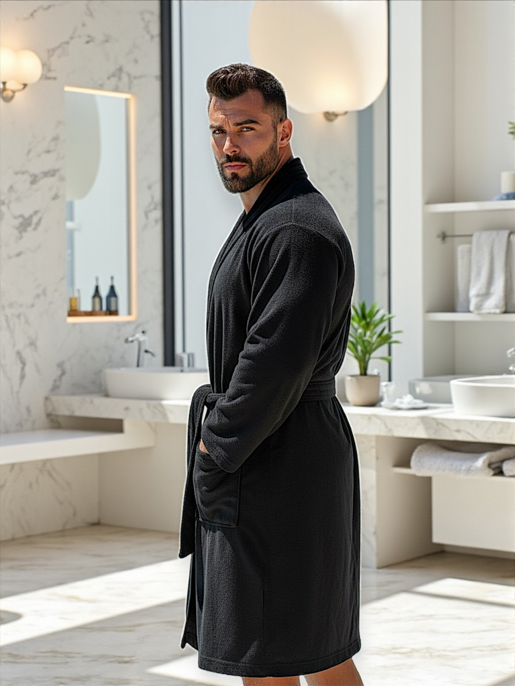 BATA DE BAÑO EXTRA GRANDE UNISEX ABSORBENTE BASIC