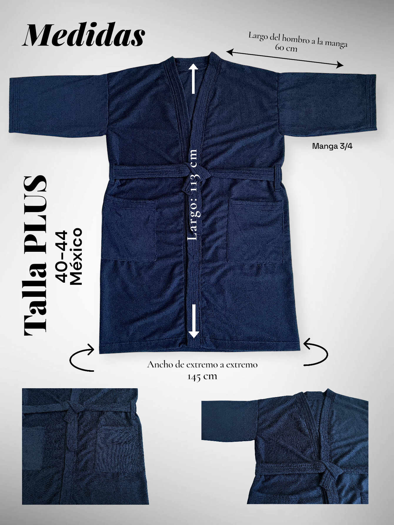 BATA DE BAÑO EXTRA GRANDE UNISEX ABSORBENTE BASIC