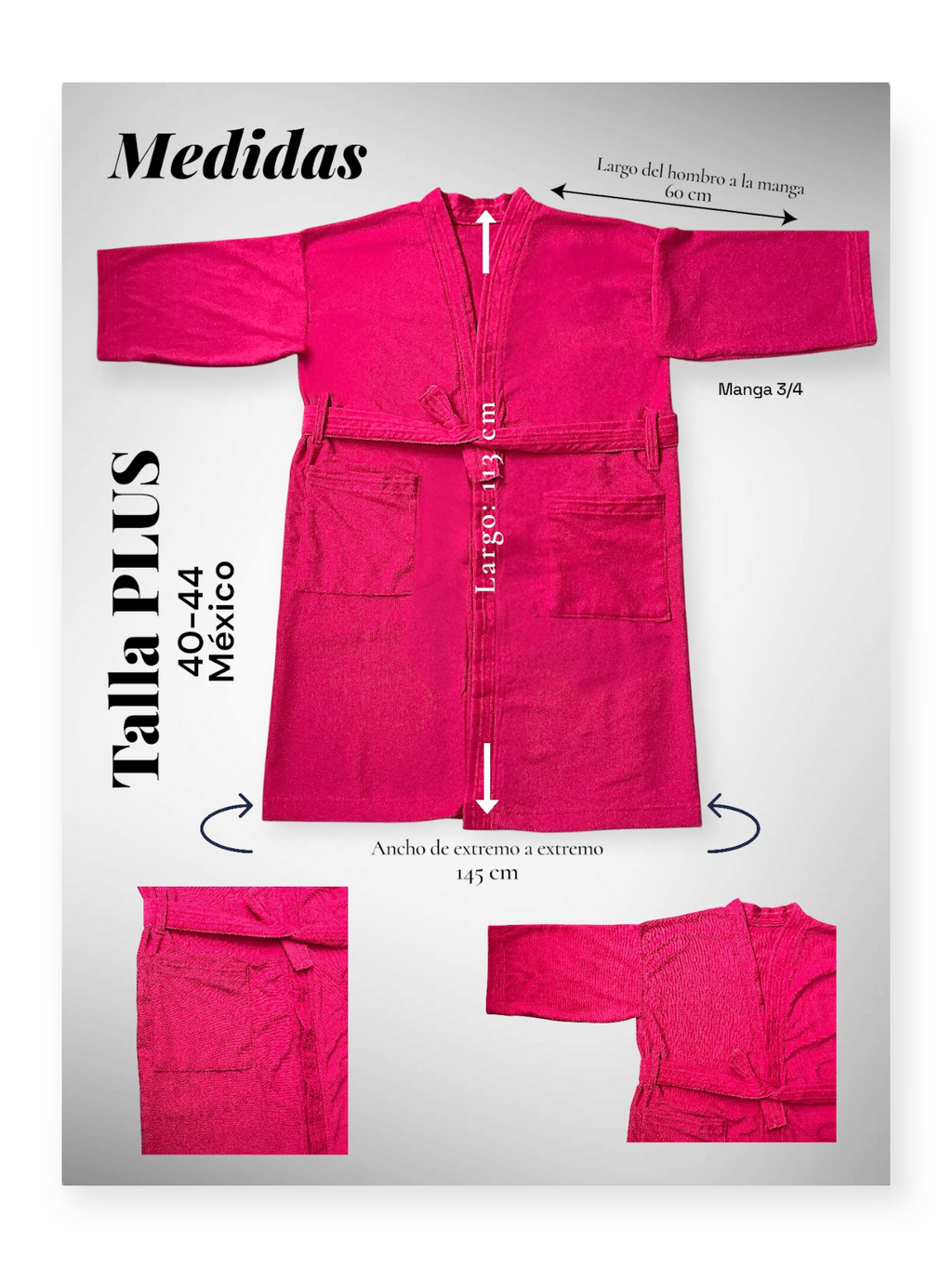 BATA DE BAÑO EXTRA GRANDE UNISEX ABSORBENTE BASIC FSH