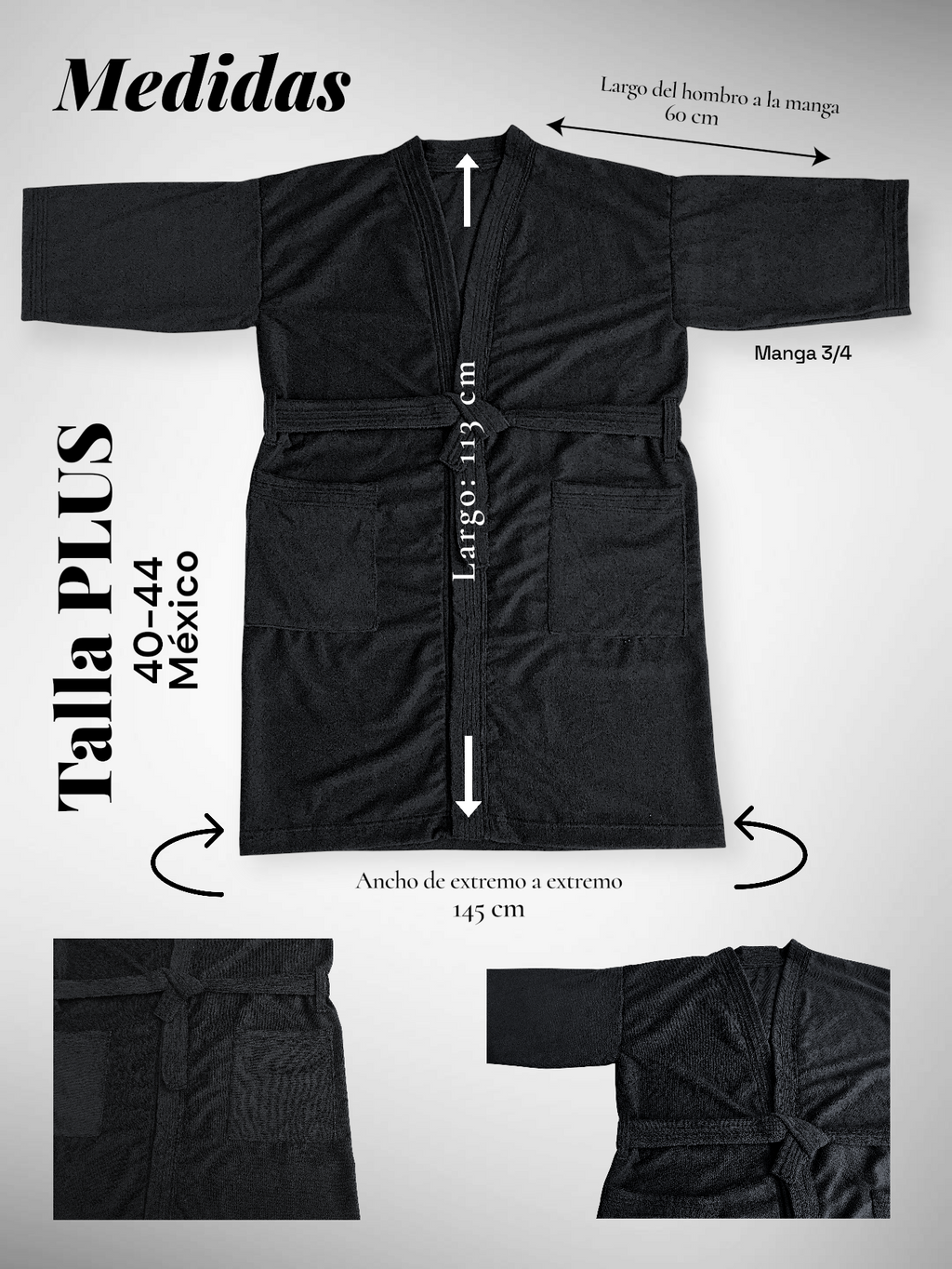 BATA DE BAÑO EXTRA GRANDE UNISEX ABSORBENTE BASIC