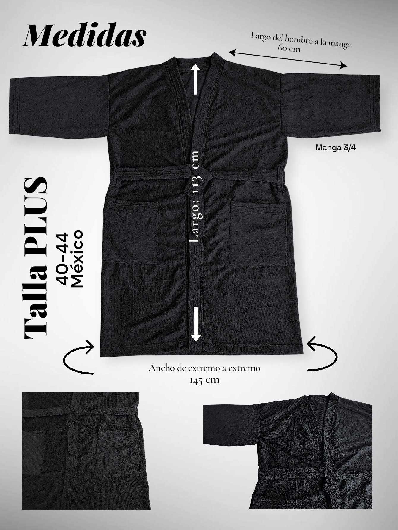 BATA DE BAÑO EXTRA GRANDE UNISEX ABSORBENTE BASIC