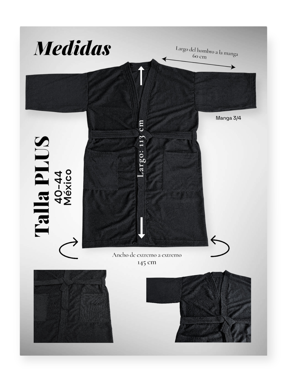 BATA DE BAÑO EXTRA GRANDE UNISEX ABSORBENTE BASIC