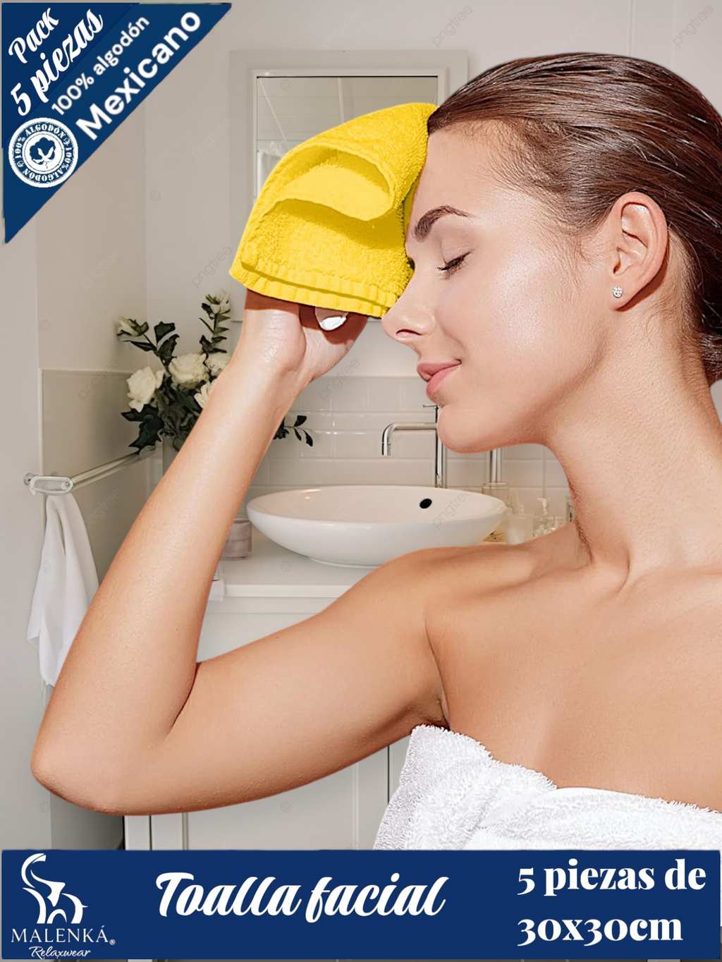 5 PIEZAS TOALLA FACIAL ROYAL 30X30CM 100% ALGODON MEXICANO