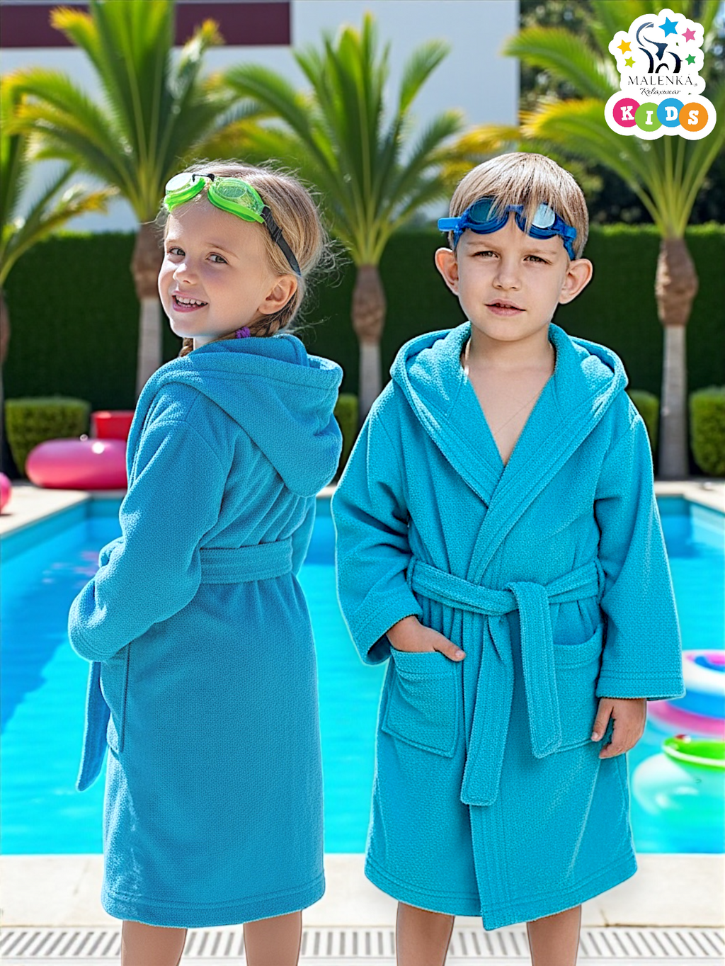 BATA DE BAÑO INFANTIL Y JUVENIL CON BOLSILLOS Y CINTA AJUSTABLE