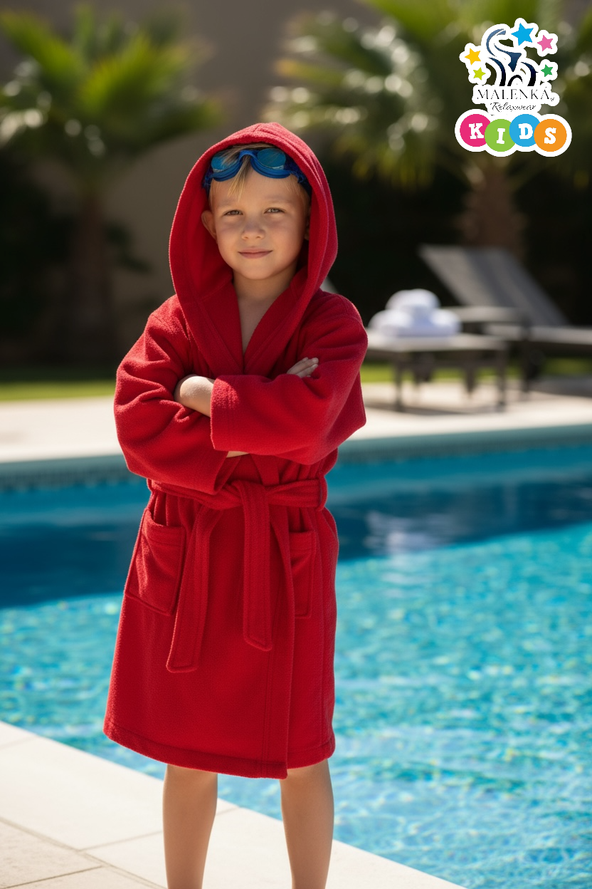 BATA DE BAÑO INFANTIL Y JUVENIL CON BOLSILLOS Y CINTA AJUSTABLE