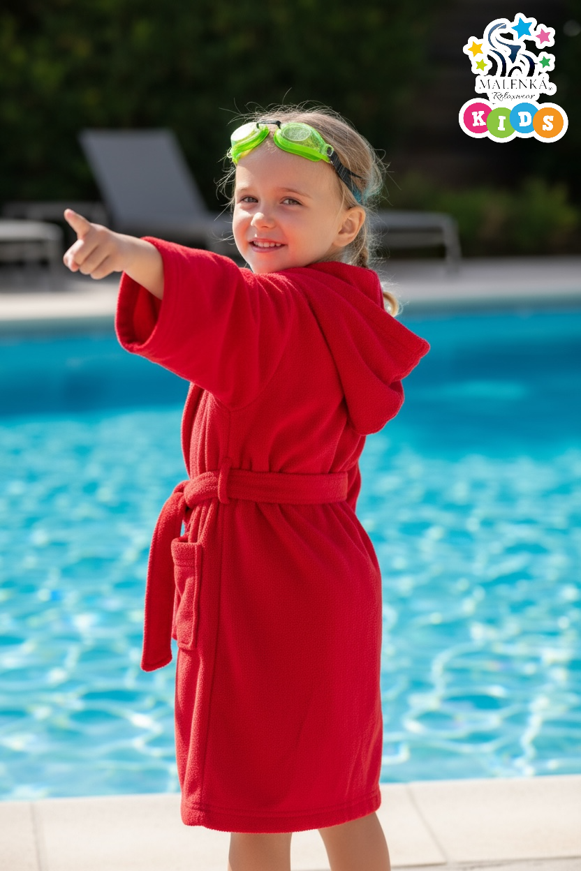 BATA DE BAÑO INFANTIL Y JUVENIL CON BOLSILLOS Y CINTA AJUSTABLE