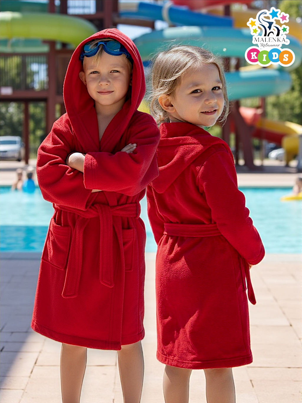 BATA DE BAÑO INFANTIL Y JUVENIL CON BOLSILLOS Y CINTA AJUSTABLE