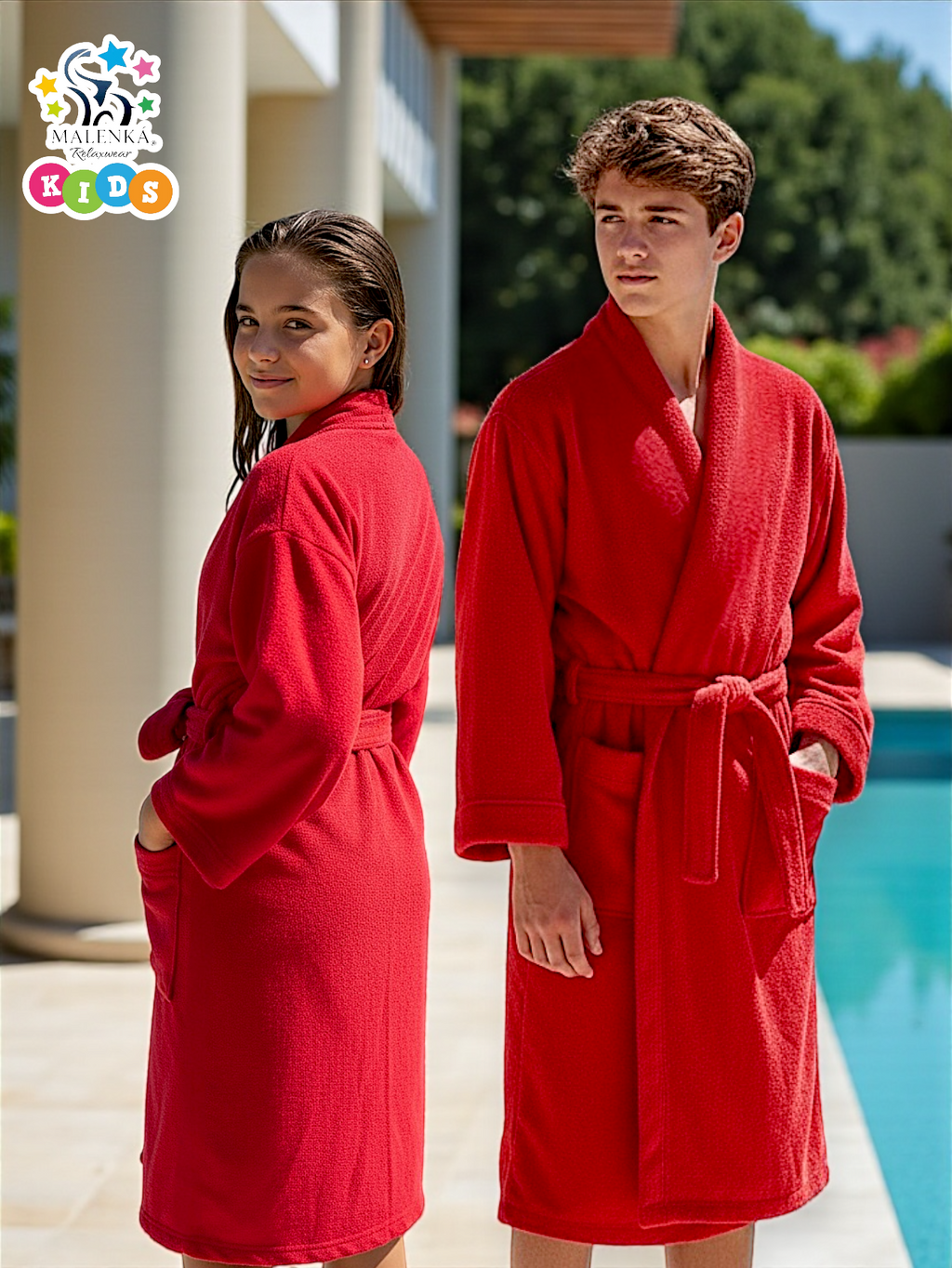 BATA DE BAÑO INFANTIL Y JUVENIL CON BOLSILLOS Y CINTA AJUSTABLE