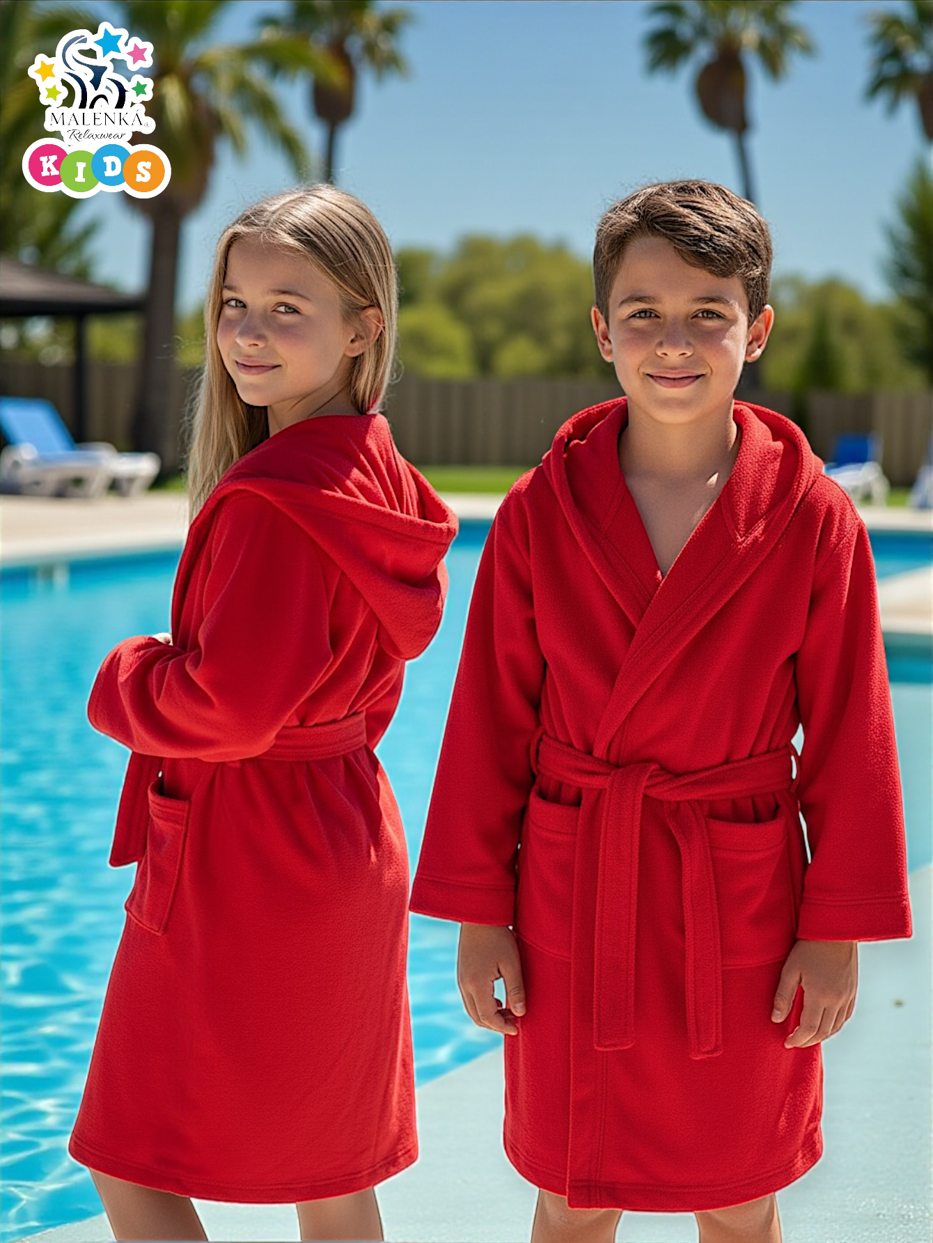 BATA DE BAÑO INFANTIL Y JUVENIL CON BOLSILLOS Y CINTA AJUSTABLE