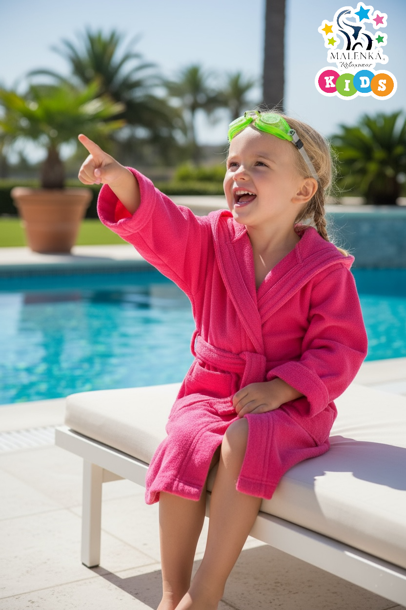BATA DE BAÑO INFANTIL Y JUVENIL CON BOLSILLOS Y CINTA AJUSTABLE